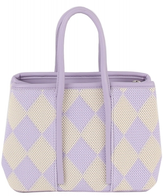 Argyle Check Tote Bag LHU502 LAVENDER